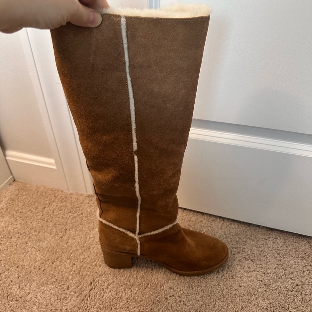 UGG Tan Heeled Boots with Suede Finish - Picture 8 of 11